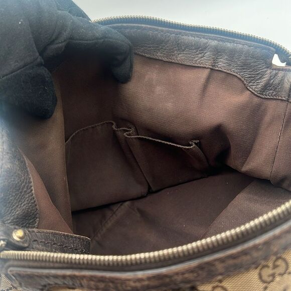 GUCCI GG CANVAS LEATHER SUKEY 2 WAY SHOULDER CROSSBODY BOSTON BAG - Picture 9 of 13